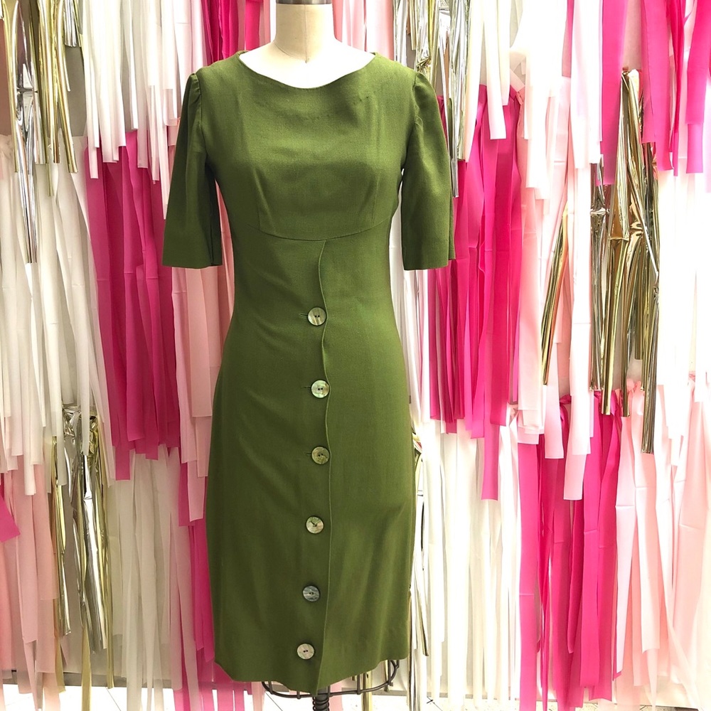 Vintage Handmade Linen Wiggle Dress 60s